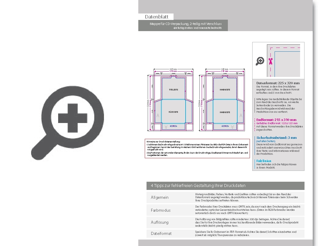 Product Bild mappe_f__r_cd-verpackung_13_5_x_13_5_cm__2-teilig_mit_verschluss__4_4_farbig_(au__en-_und_innenseite_bedruckt)